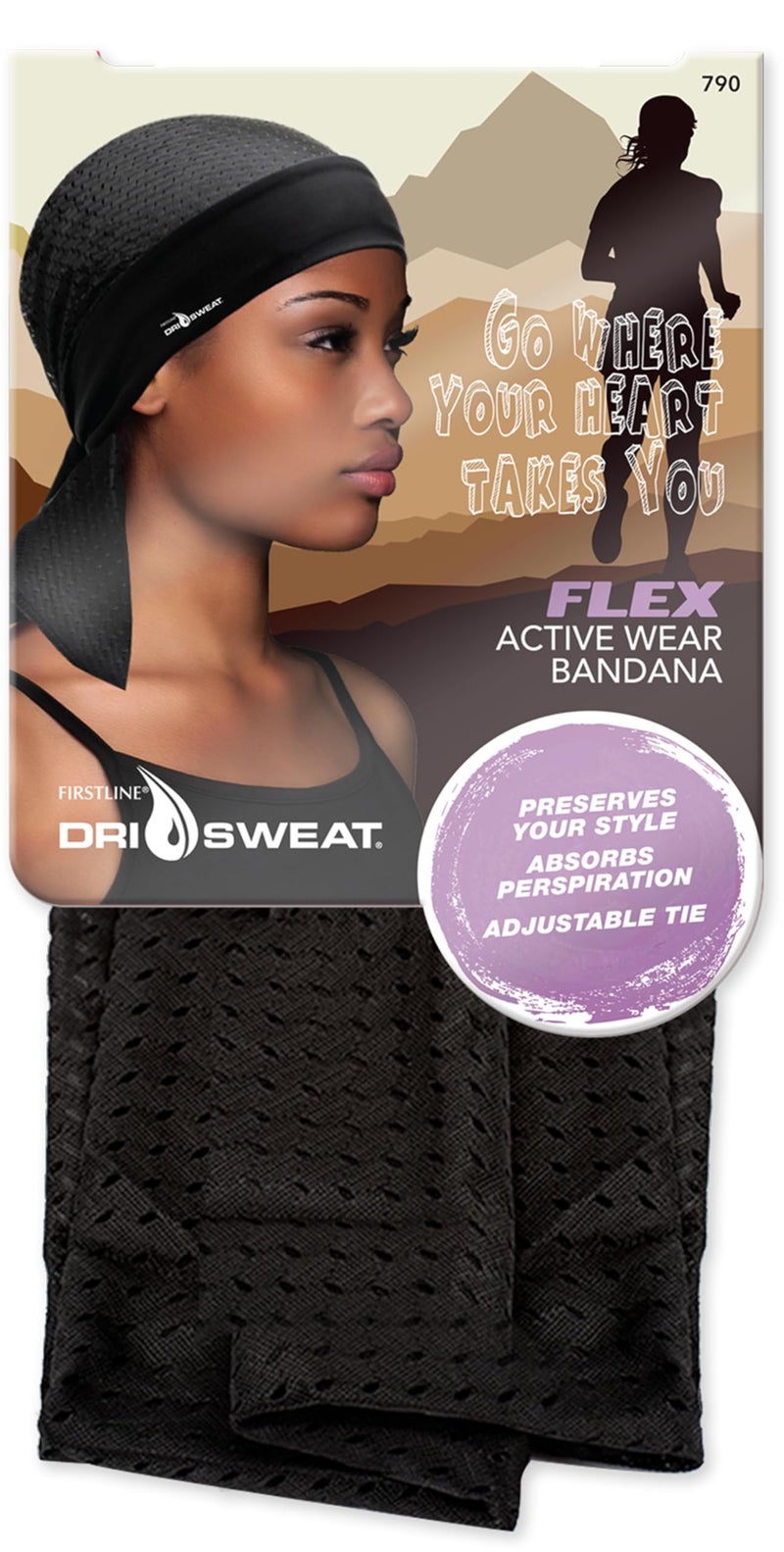 Dri Sweat Flex Active Wear Mesh Bandana , Black, 0.2 x 6.5 x 5 inches - Image 1